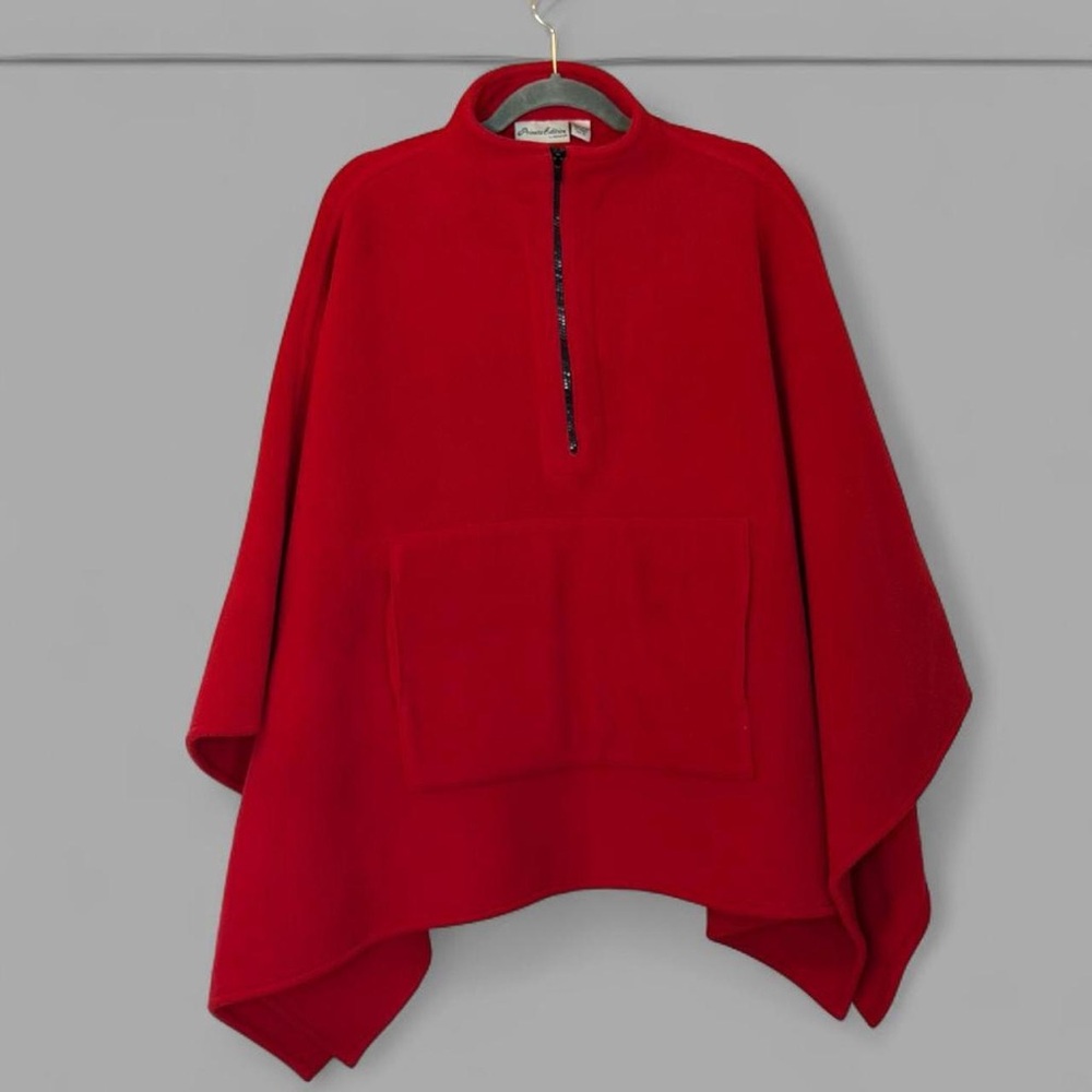 Chico's Vibrant Red Fleece Poncho One Size